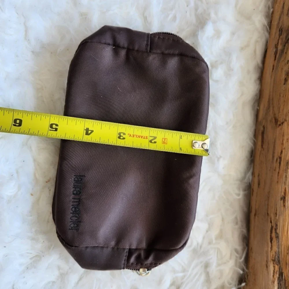 Laura Mercier small brown cosmetic pouch